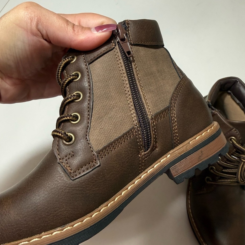 Steve Madden Youth Girls Chestnut Brown Combat Boots — Size 13 - Picture 10 of 15